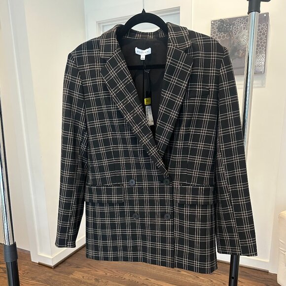 NWT GIANNI BINI Woman's Ariana Black Checker Blazer Jacket | Size 2 - Picture 3 of 15